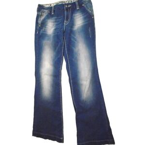 Miss Me Women's Jeans 29 x 30L Wide Leg with Rear Flap Pockets Stretch